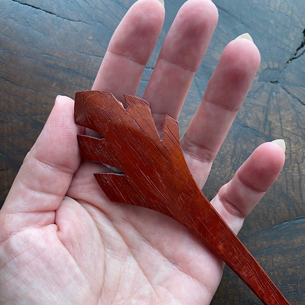 Leaf padouk shawl pin