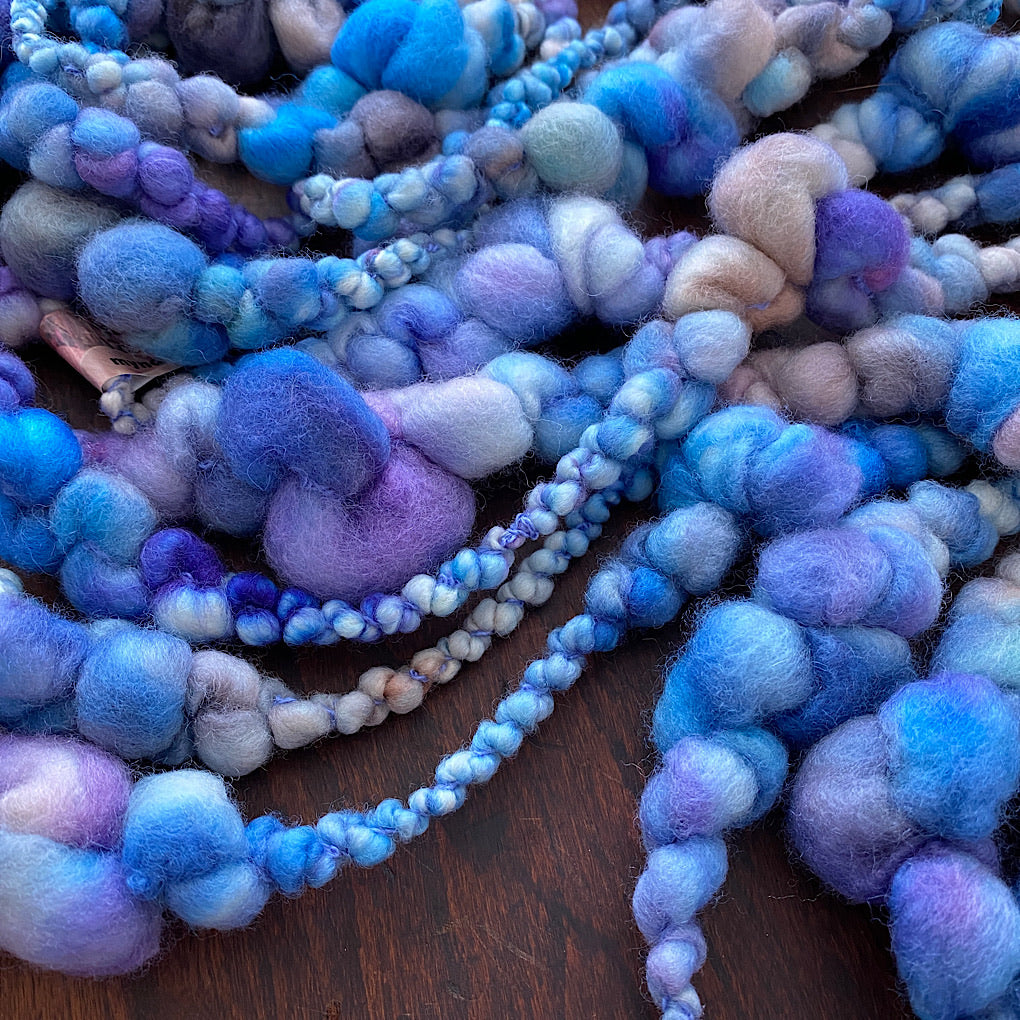Blue lavender blush Jumbo boucle Art yarn