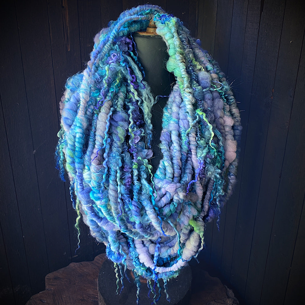 Blue squish  jumbo spiral merino yarn FULL SKEIN