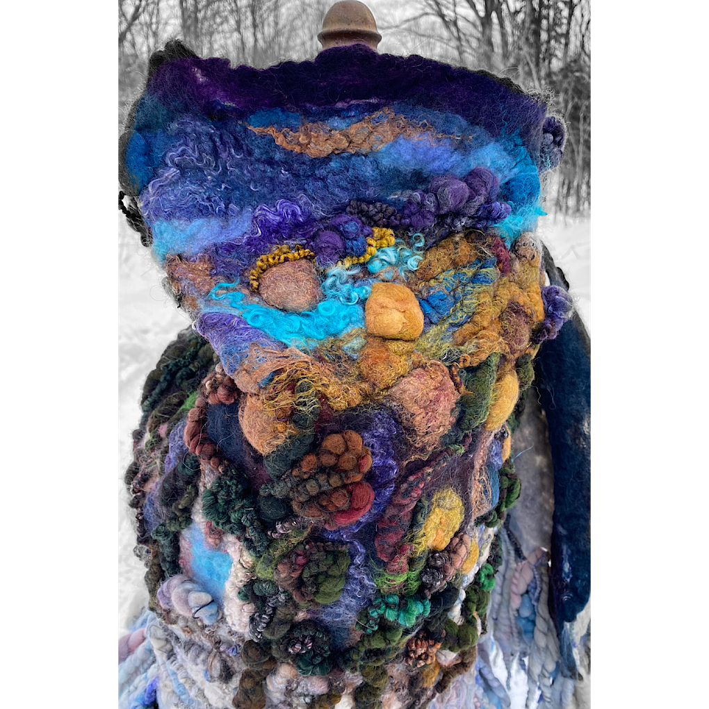 Midnight Snow walk - Felted Shawl