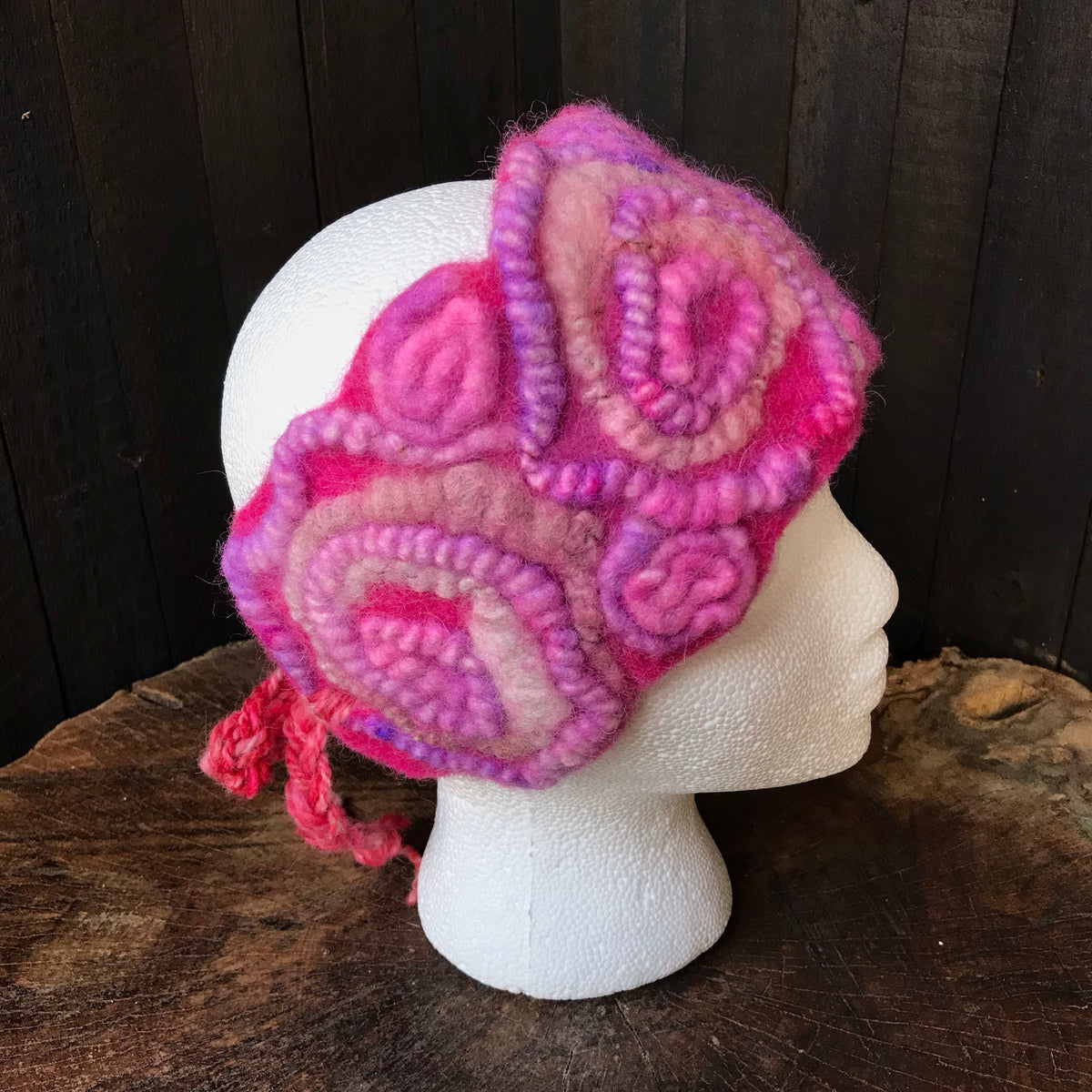 Pink textured felted headband One size | Bandeau Rose en feutre Taille unique - Mynoush