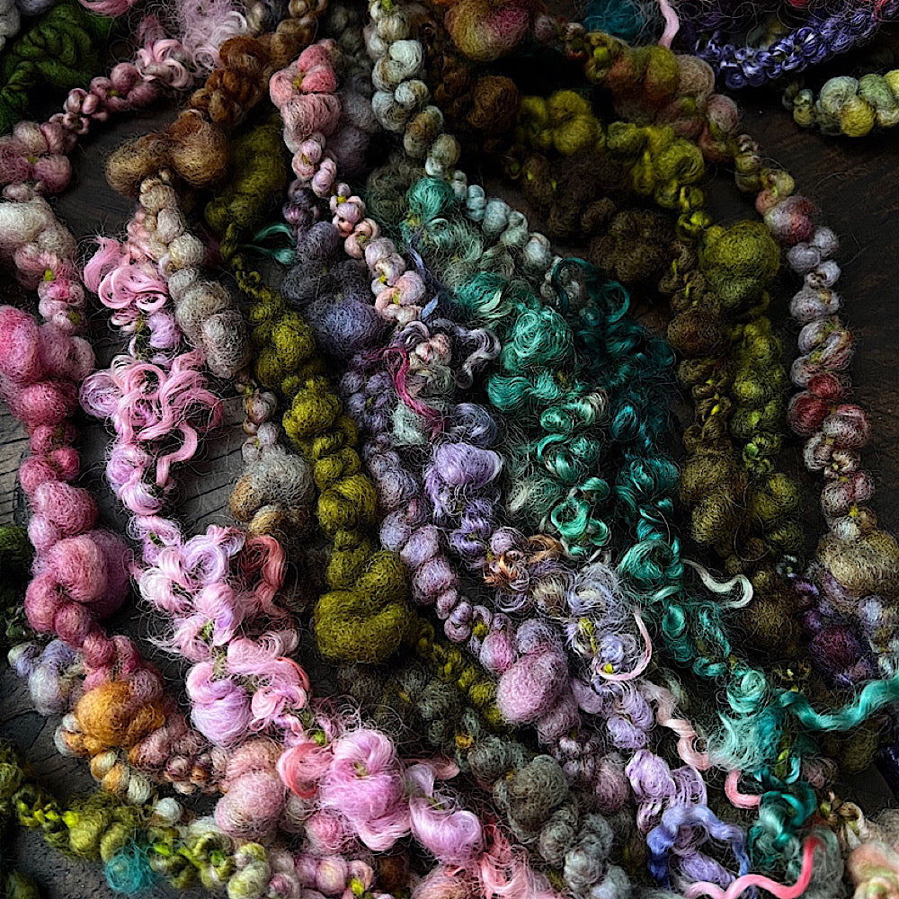 Mynoush Wood Fairy Boucle art yarn video tutorial