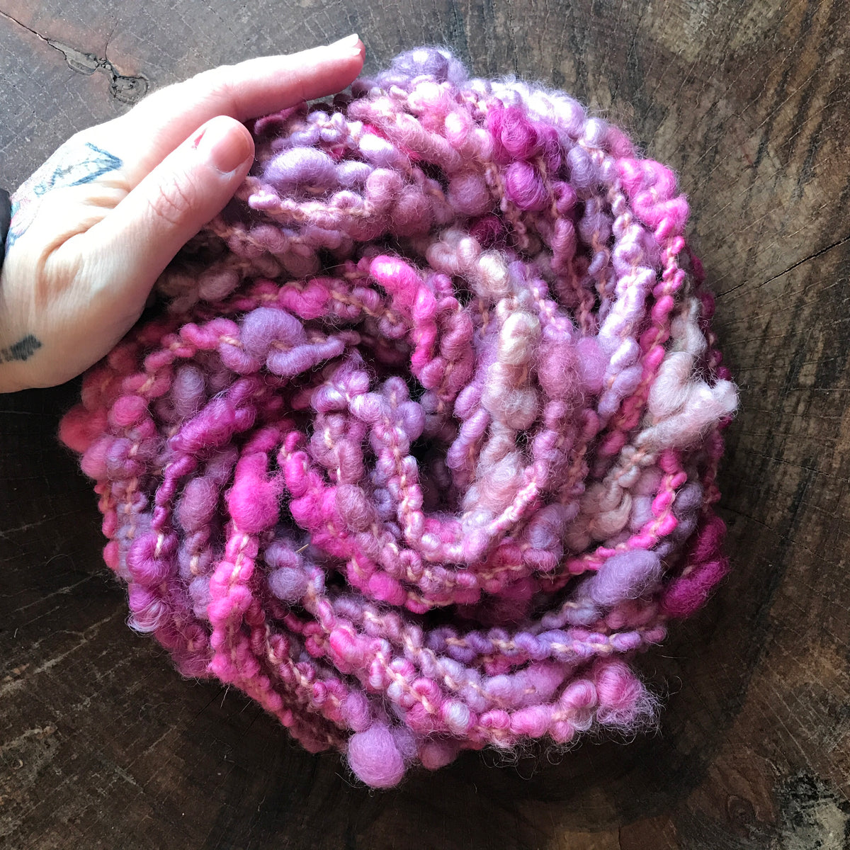 Pink boucle art yarn 100g 13y - Mynoush