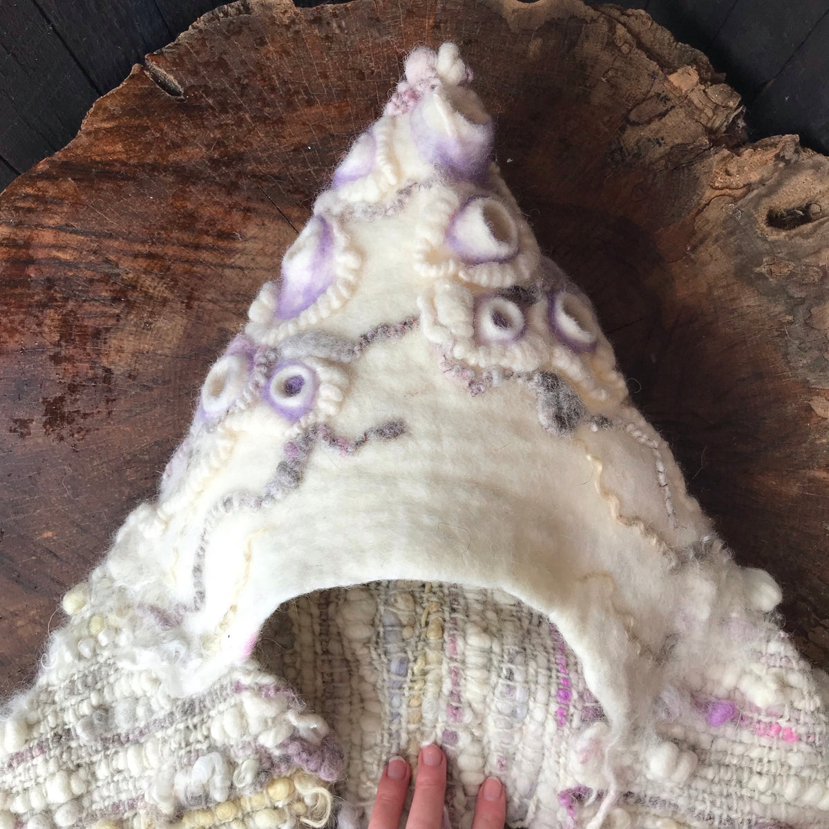 Hand woven and Felted Hooded SCARF | ready to ship | One size 35” x 10” - Mynoush