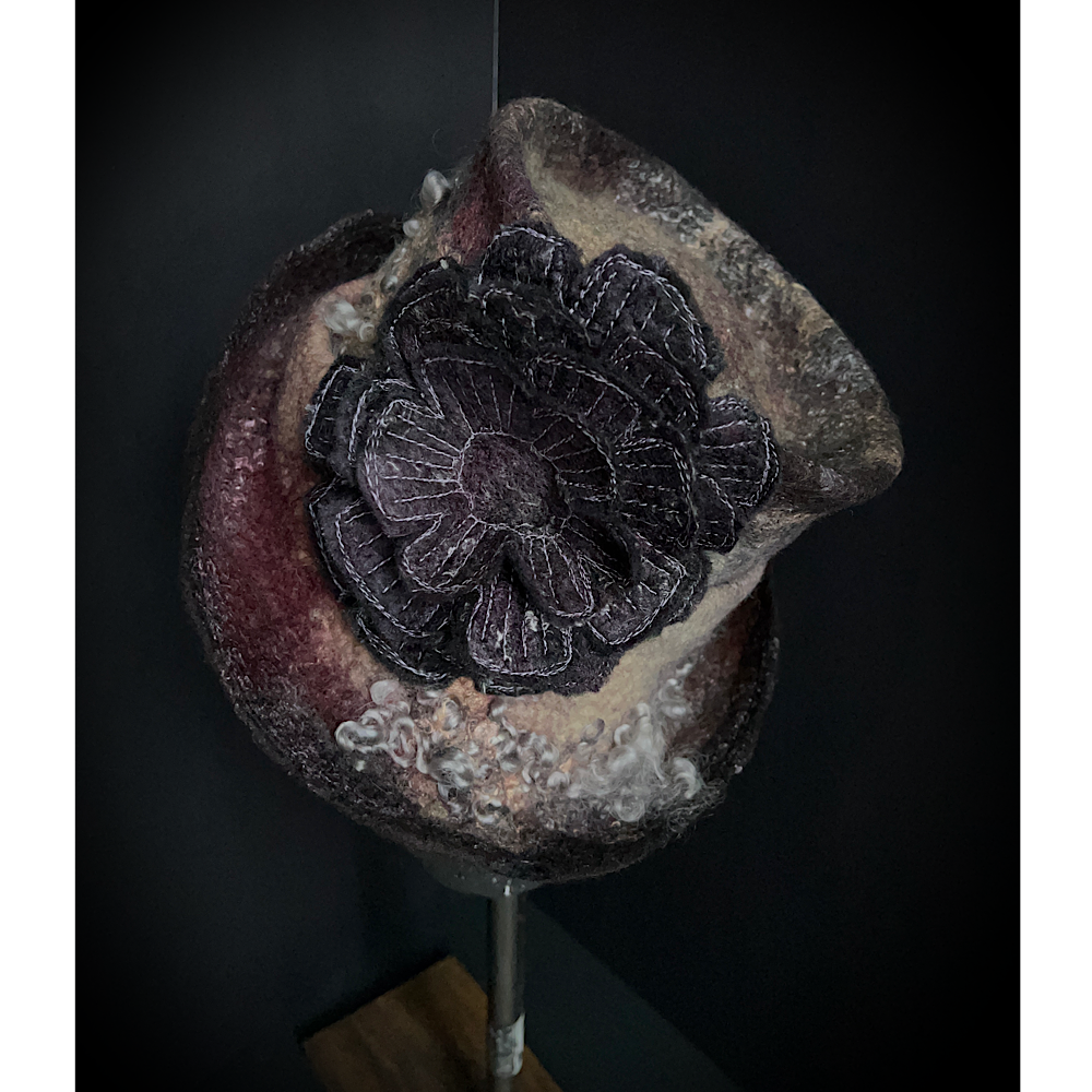 Felted top hat with rose - 24”