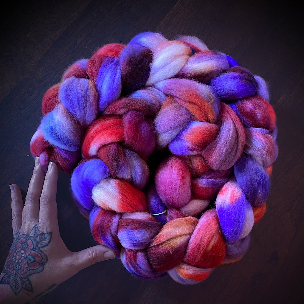 Hand painted merino roving