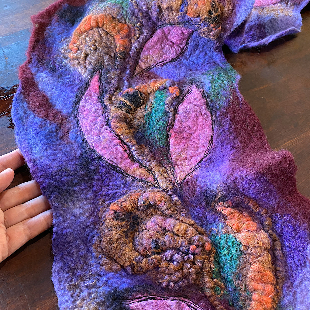 Violet felted scarf