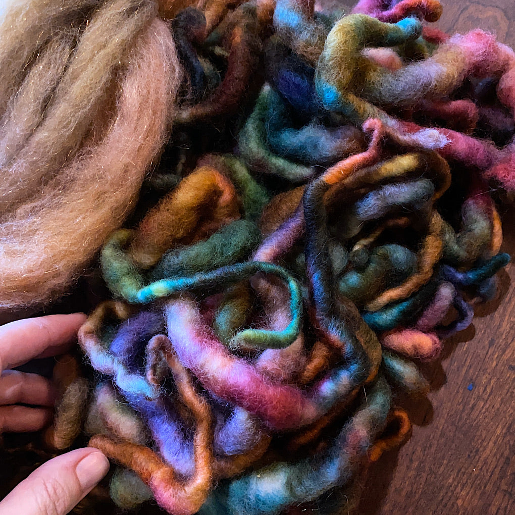 Gold Spinning kit Hand dyed roving