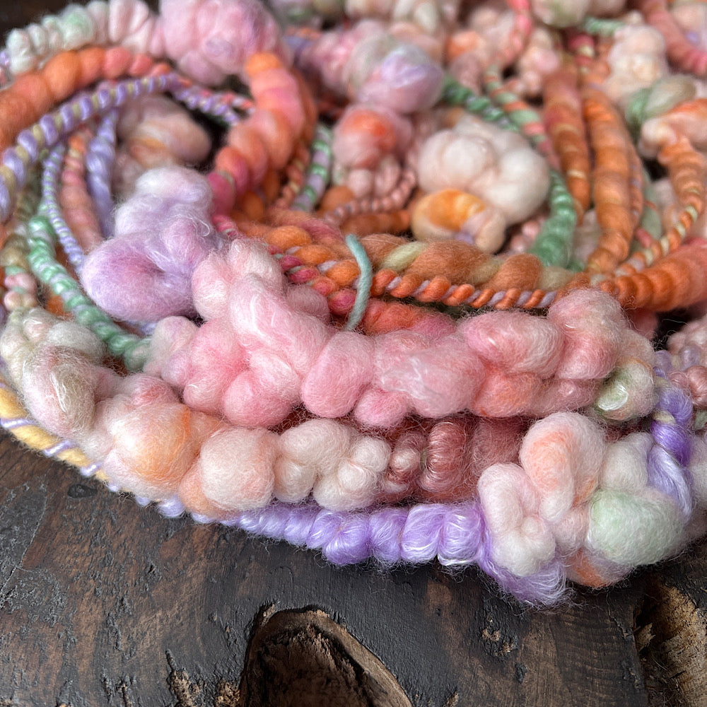 Peach fluff art yarn