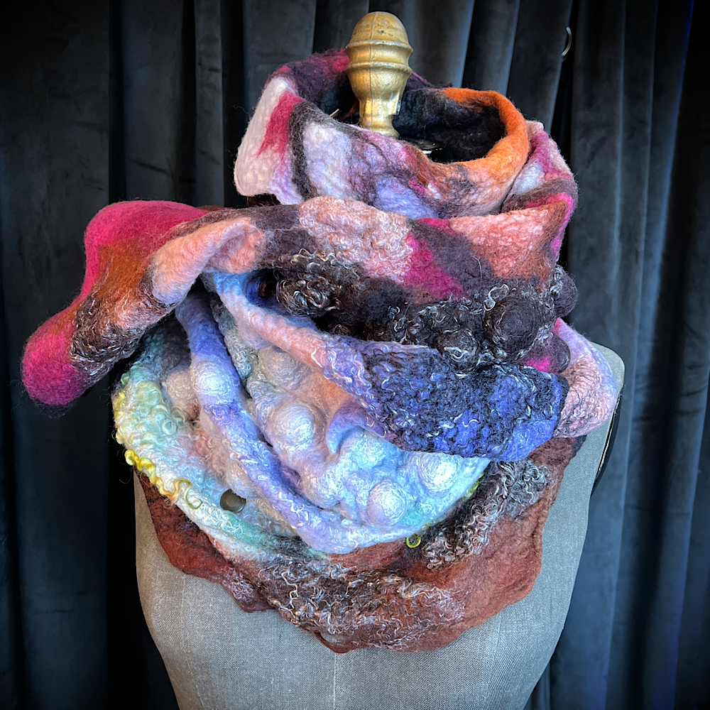 Galactic Rose - felted scarf