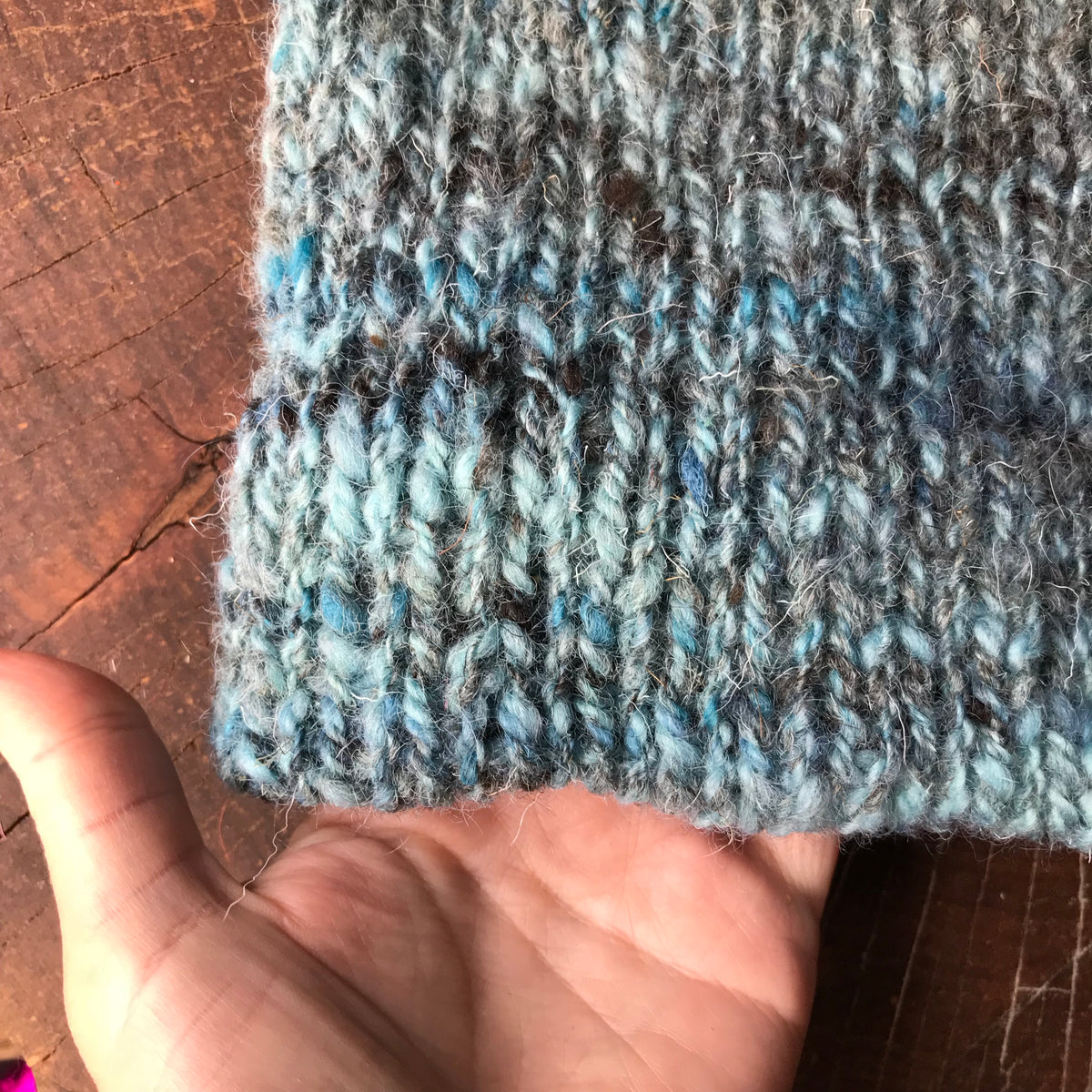 Blue and grey unisex beanie 100% wool One size - Mynoush
