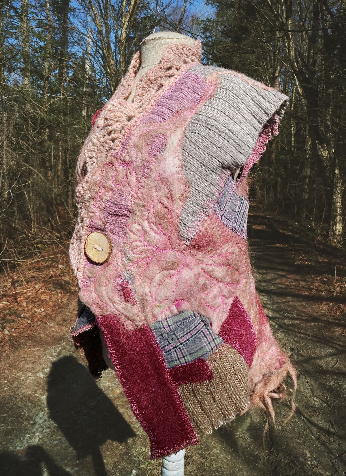 Sleeveless patchwork jacket vest size medium large - Mynoush