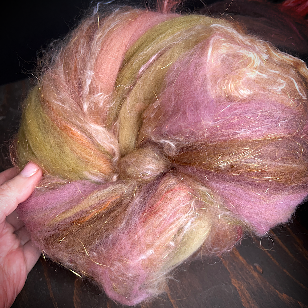 Set of 4 art batts for spinning or felting