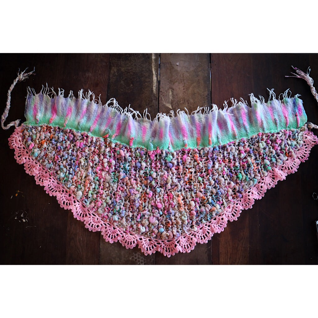 Giant knitted shawl