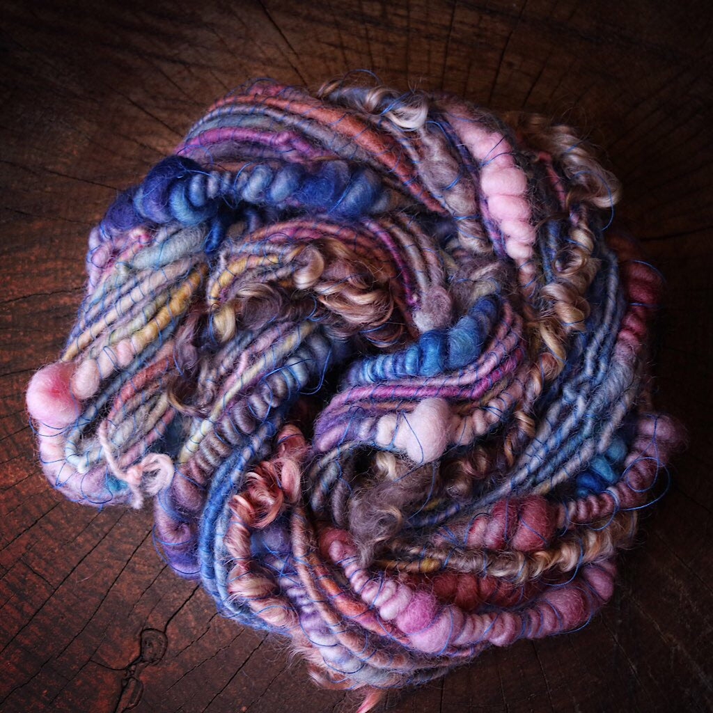 Blue hand spun yarn