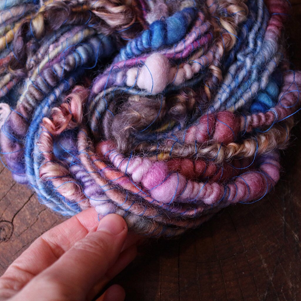 Blue hand spun yarn
