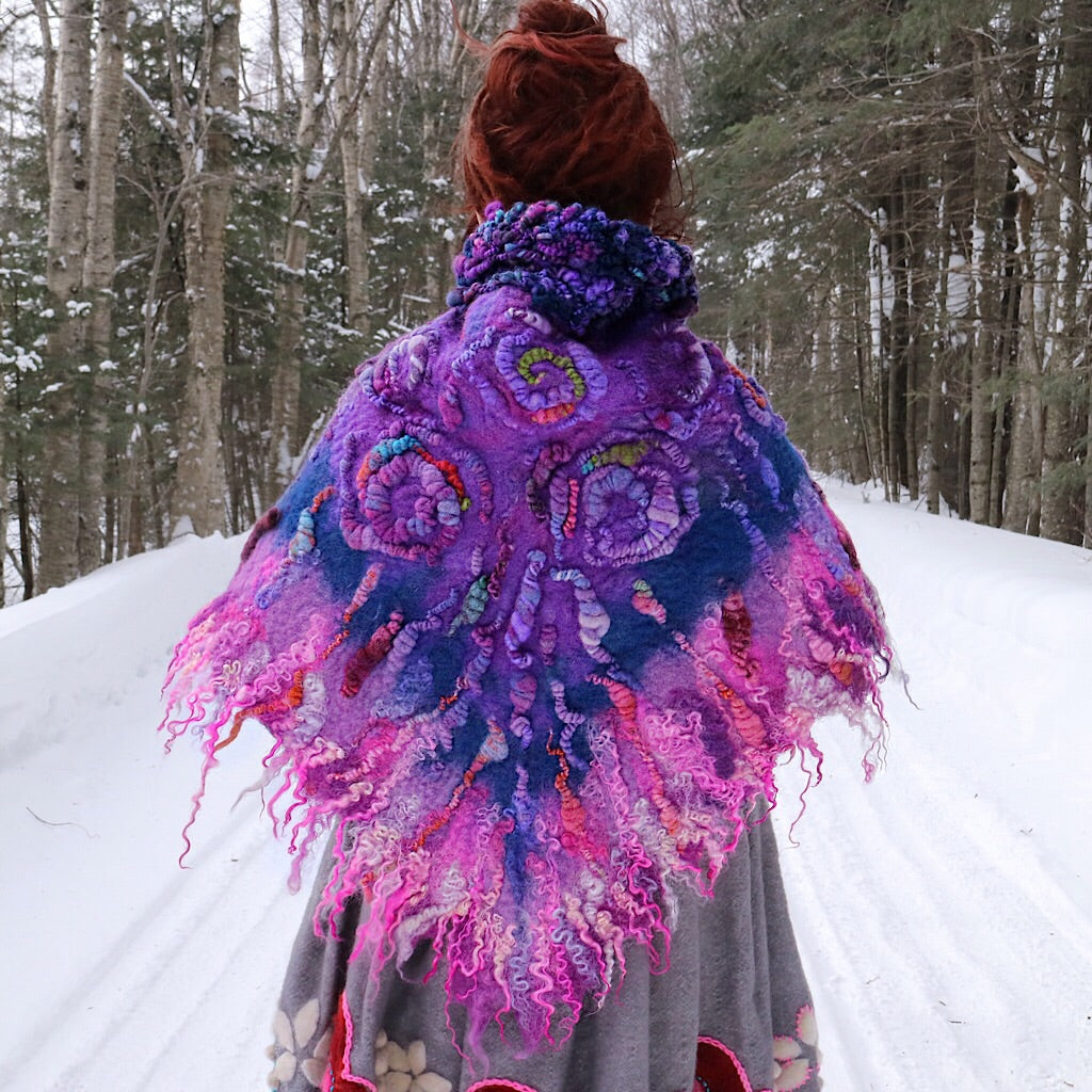 Giant felted shawl
