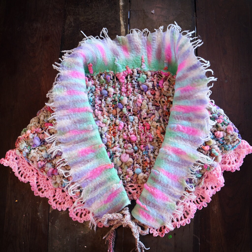Giant knitted shawl