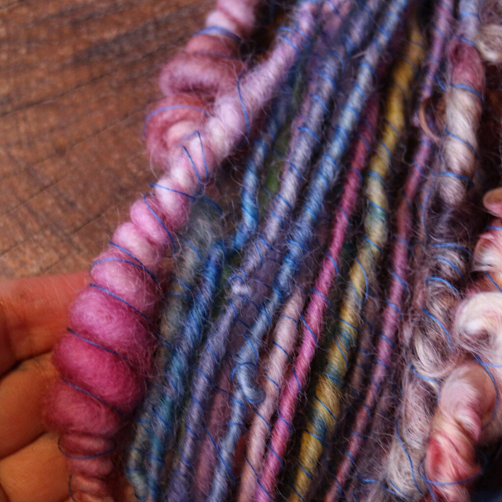 Blue hand spun yarn