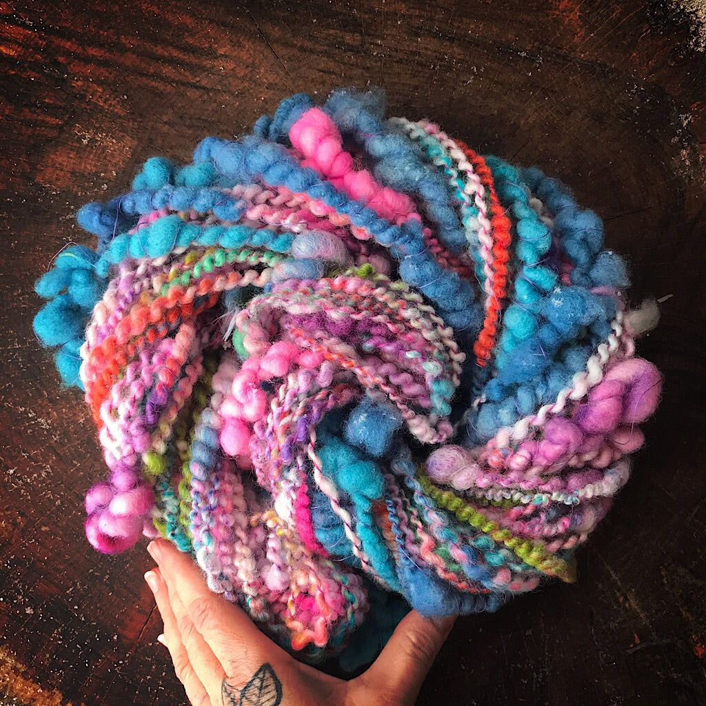 Rainbow blue art yarn 100g